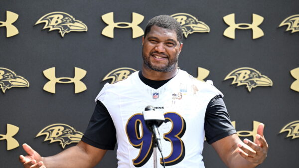 Calais Campbell practices for first time at Ravens camp Monday