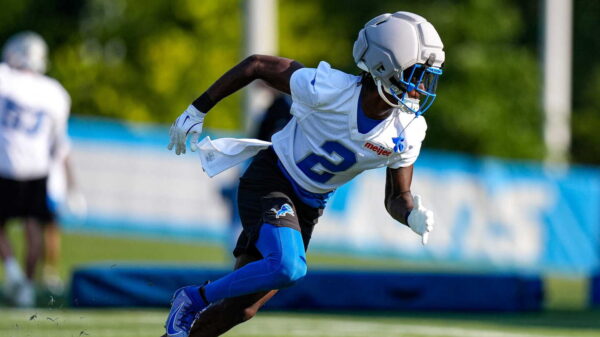 CB Ennis Rakestraw left Lions practice with a leg injury