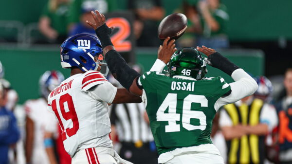 Jets pass rusher Joseph Ossai leaves with foot injury