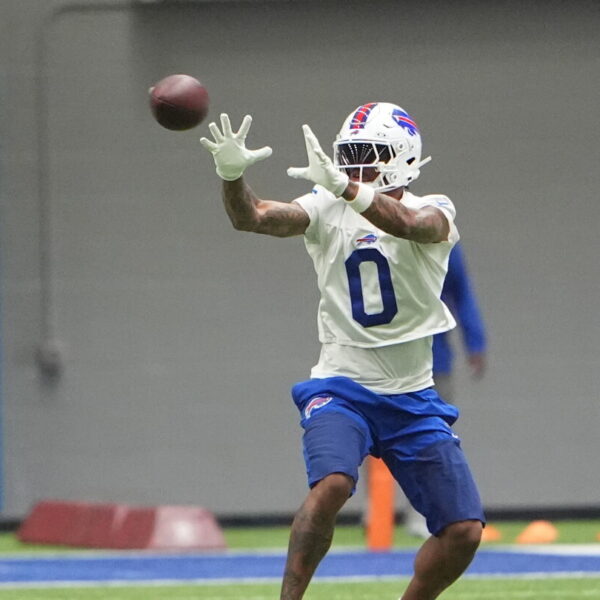 Keon Coleman not practicing Tuesday, wearing walking boot