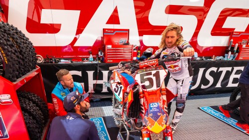 SX 2024 Rd 10 Detroit Justin Barcia GasGas in pits.JPG